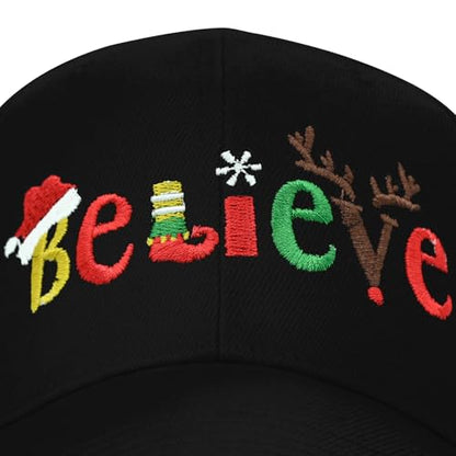 Embroidered Baseball Cap for Women Men Adjustable Baseball Hat Black Baseball Cap Trucker Hat - color: Christmas