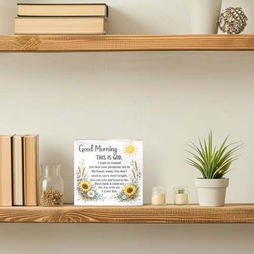 Funny Good Morning This Is God Christian Wooden Box Sign Gifts - color: Purple-Yellow