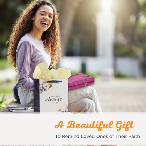 Christian Art Gifts Polyester Bible Cover for Men & Women: Jesus Fish Patch - color: Pink/Jesus Fish, size: Large