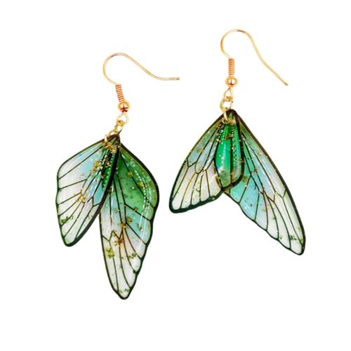 Resin Simulated Butterfly Wing Earrings, Personalized Resin Earrings Wth Moving Wings For Women - color: Short blue