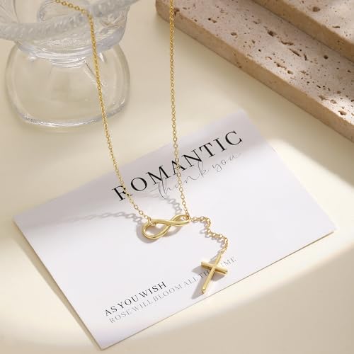 Cross Necklace for Women 14k Gold/Silver Plated Dainty Pendant Necklaces Trendy Jewelry Non Tarnish Hypoallergenic Waterproof Lightweight Gift for Women - style: gold cross necklace1
