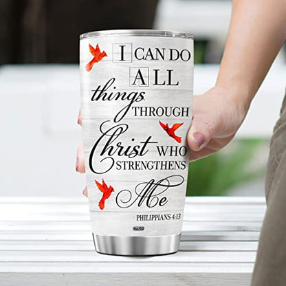 CUBICER Christian Coffee Tumbler Bible Travel Mug With Lid Birthday Gifts For Women Men Teens Religious Insulated Cups Stainless Steel Tumblers Hot And Cold Inspirational Saying Quotes - color: Religious
