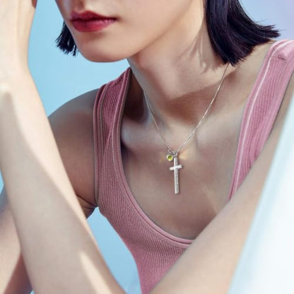 POPLYKE Cross Necklace 925 Sterling Silver Philippians 4:13 I Can Do All The Things Inspirational Necklace Gifts for Women Men 20+2'' - color: silver-08 August