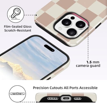 Kairos for iPhone 16e & iPhone 17e Case - Military Protection Checkerboard - color: beigeboard, size: iPhone 16e / iPhone 17e(6.1",2025/2026)