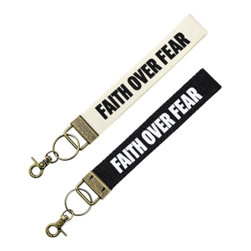 God Wristlet Keychain Lanyard Inspirational Faith Wrist Strap for Women Men Christmas Birthday Gifts for Boys Girls - color: Faith Over Fear