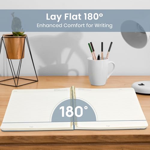 Taja Large Spiral Lined Journal for Women and Men, Notebook for Work - color: M-Butterfly Peony
