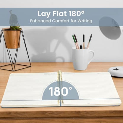 Taja Large Spiral Lined Journal for Women and Men, Notebook for Work - color: M-Butterfly Peony