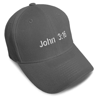 Baseball Caps for Men & Women Embroidered John 3:16 Jesus Christ Christian God Ladies & Men Baseball Hats - color: Dark Grey Design Only