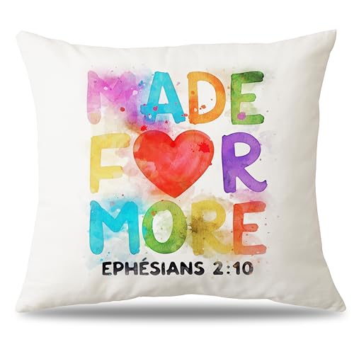 Made for More Ephesians 2:10 Pillow Cover 18x18 Inch - color: Colorful Hearts