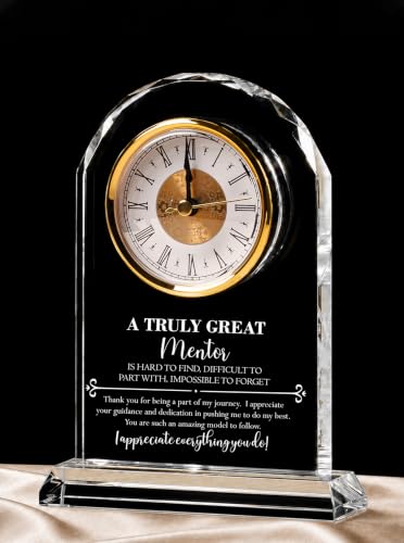 Mentor Gifts for Women Men, Thank You Appreciation Elegant Glass Clock - color: Mentor Gift