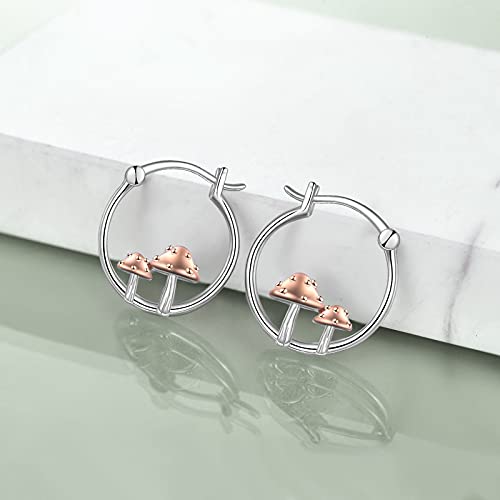Fox/Pig/Mushroom/Cat Earrings Sterling Silver Cute Hoop Earrings Animal Jewelry Gifts for Women Daughter - style: Mushroom