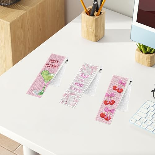 Pink Bow Diamond Art Bookmarks, Diamond Painting Book Marks for Adults - style: Pink Bow