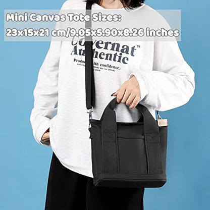 Canvas Tote Bag for Women,Small Totes Bags with Zipper Crossbody Purse with Pockets Large Shoulder Handbag,2 Sizes - color: Black, size: Large