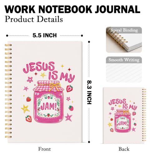 Christian Notebook Strawberry Church Notes Notebook for Women Girls - color: Jesus Jam Strawberry