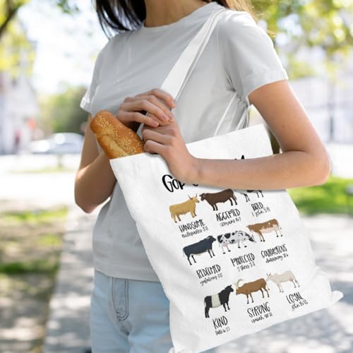 VICBOU Bible Verse Canvas Tote Bag, Inspirational Religious Christian Gifts for Women Men Canvas Tote Reusable Grocery Bags - color: Godsays08