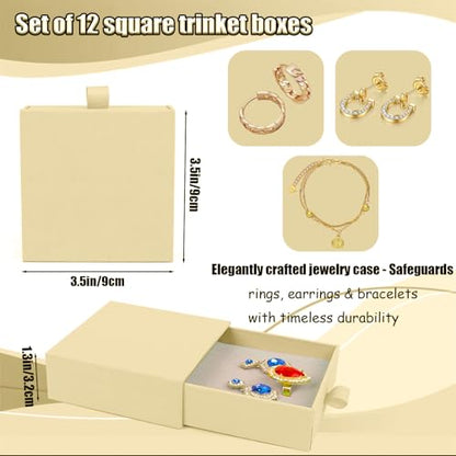 Jewelry Gift Box, 12-Pack Necklace Gift Box Drawer Jewelry Box Bangle Necklace Case For Earrings & Rings, Stylish Necklace Bracelet Organizer, 3.5 x 3.5 x 1.25 Inches (Off-White) - color: Off-White