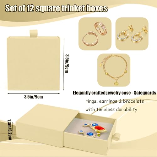 Jewelry Gift Box, 12-Pack Necklace Gift Box Drawer Jewelry Box Bangle Necklace Case For Earrings & Rings, Stylish Necklace Bracelet Organizer, 3.5 x 3.5 x 1.25 Inches (Off-White) - color: Off-White
