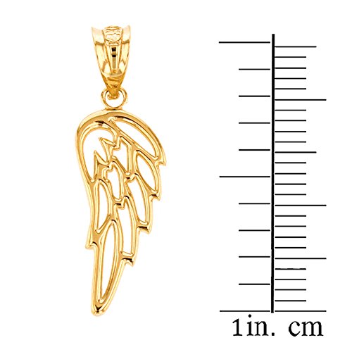 Religious Jewelry Solid 14k Yellow Gold Guardian Angel Filigree Wing Necklace and Earring Set