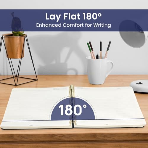 Taja Large Spiral Lined Journal for Women and Men, Notebook for Work - color: A-Celestial