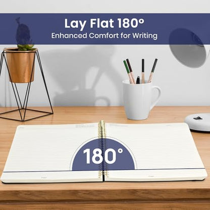 Taja Large Spiral Lined Journal for Women and Men, Notebook for Work - color: A-Celestial