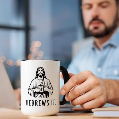 Funny Christian Gifts for Women Men – Jesus He Brews It Coffee Mug 15oz - size: 15 Ounces