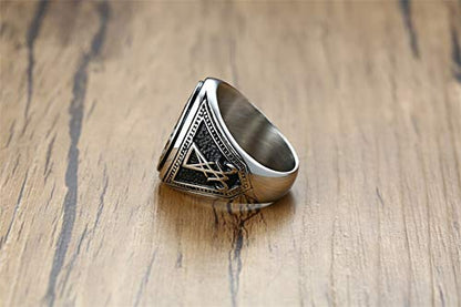 VNOX Sigil of Lucifer Seal of Satan Symbol Signet Ring Band for Men Boys,Talisman Amulet Jewelry - color: Silver-Lucifer