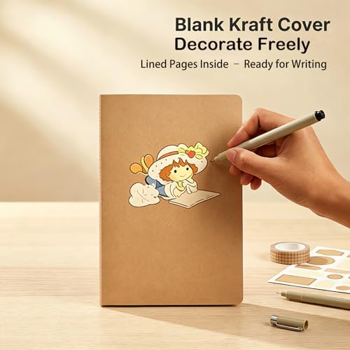 Wotion Kraft Lined Notebook 32 Pack, A5 Journal, 8.3" x 5.5", 60 Pages Thick No Bleed Paper, Soft Cover Bulk Notebooks for Students Office Travel - style: 32pack Lined page