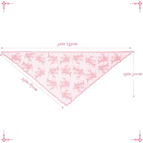 Lystaii Triangle Lace Mantilla Veil Catholic Chapel Head Covering Scarf - color: Pink