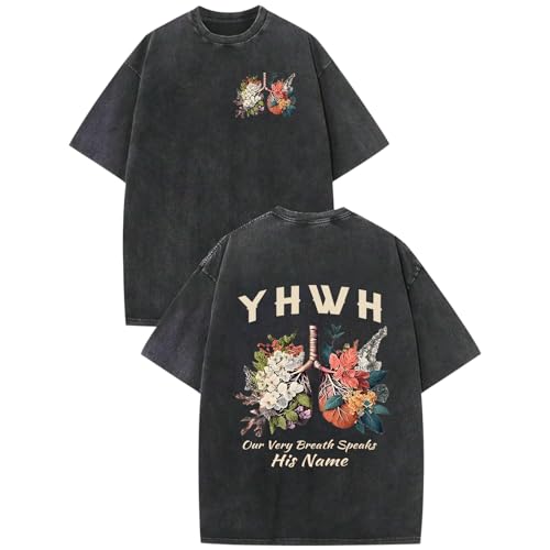 Christian Jesus Shirts for Men Faith God YHWH Shirt Bible Verse Religious Tshirts Oversized Graphic Vintage T-Shirts - color: Black, size: Medium