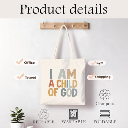 Christian Canvas Tote Bag for Women, Inspirational Faith Shoulder Bag - color: God 03