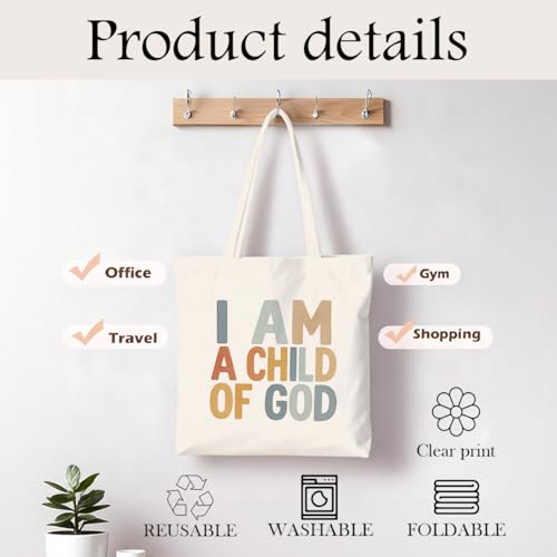 Christian Canvas Tote Bag for Women, Inspirational Faith Shoulder Bag - color: God 03