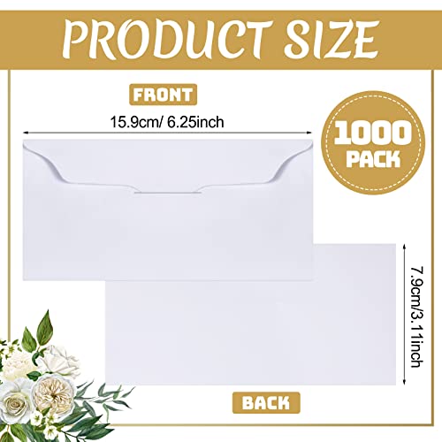 Eaasty 1000 Pcs Blank Church Offering Envelopes White Tithe Donation 6.3 x 3.1 Inch Cash Tithe Envelopes for Church Wedding Check Cash Holder Gifts