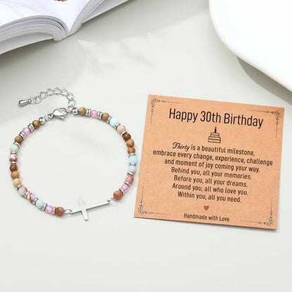 Crystal Cross Bracelet for Women Teen Girls Christmas Birthday Gifts - style: 30th