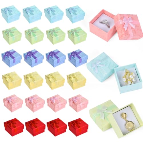 AQUEENLY 24 PCS Ring Boxes Mini Jewelry Gift Box for Ring Earring Pendant - size: 1 Count (Pack of 24)