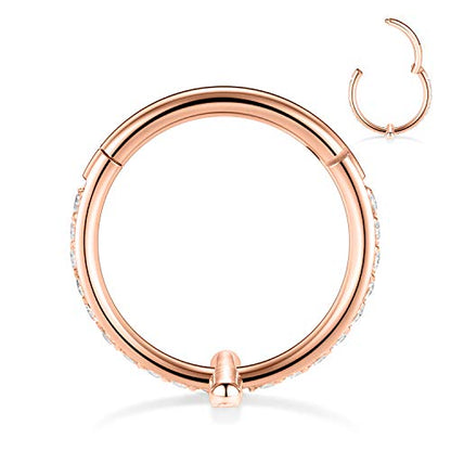 16G Cartilage Earring Hoop 316L Surgical Steel Daith Helix Conch Earrings Tragus Rook Earrings CZ Opal Septum Jewelry Seamless Clicker Nose Rings Hinged Segment Ring Hoop Earring for Women Men - color: 1PC,Rose Gold,Cross CZ