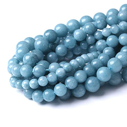 Blue Chalcedony Natural Stone Beads Gems Round Loose Beads Jewelry Making DIY Bracelet Necklace Accessory 1 Strand 45PCS 8MM 15" - color: Blue Chalcedony, size: 8MM