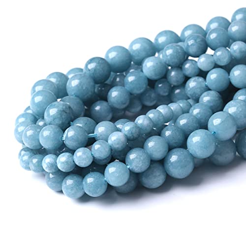 Blue Chalcedony Natural Stone Beads Gems Round Loose Beads Jewelry Making DIY Bracelet Necklace Accessory 1 Strand 32PCS 12MM 15" - color: Blue Chalcedony, size: 12MM