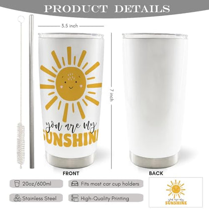 You Are My Sunshine 20oz Travel Coffee Mug Tumbler, Kids Teen Gifts Tumbler, You Are My Sunshine Inspirational Gifts for Women Men, Cute Sun Water Stainless Steel Tumbler with Lid and Straw - color: mysunshine