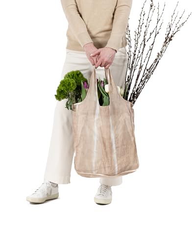 Pure Sage Reusable Grocery Bag - Stylish Shopping Bags for Groceries - Foldable Tote Bag - color: Natural Mood
