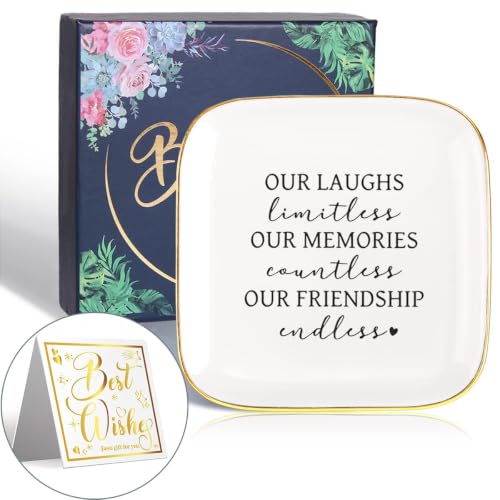 Friendship Quotes Trinket Dish Jewelry Plate,Friendship Gifts for Women - style: Rustic