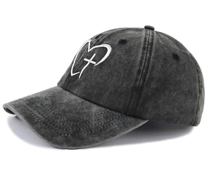 Vintage Dad Mom Baseball Cap with Heart Cross, Religious Jesus Hat