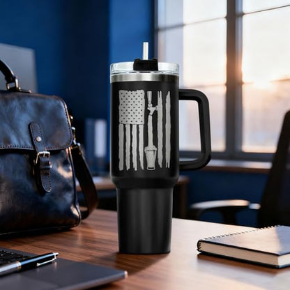 34HD Dad Skeleton Surviving Fatherhood 40 oz Tumbler with Handle, Dad Gift - color: Surviving Fatherhood