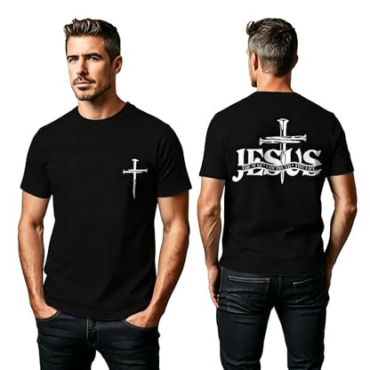 Christian Jesus Shirts for Men Inspirational Bible Verse Faith Graphic Tees - color: Black2, size: Large