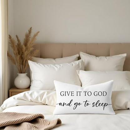 Give It to God and Go to Sleep Pillow Covers 12x20 Set of 2, White - color: White