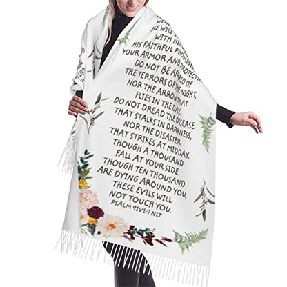 Psalm 23 Travel Scarf The Lord Is My Shepherd 23rd Psalm Floral Cashmere Pashmina Shawl Inspirational Bible Verse Scripture