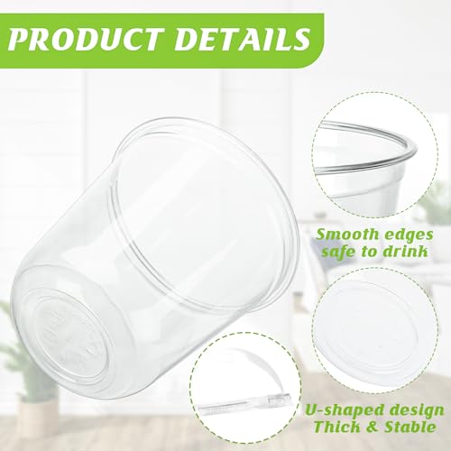 12 oz Disposable Stemless Glasses with Dome lids,PET Disposable Drinking Cups,Cold Party Clear Plastic Wine Glasses for Parties Birthday,Wedding,Meeting,Christmas Party Supplies. (50, Transparent)