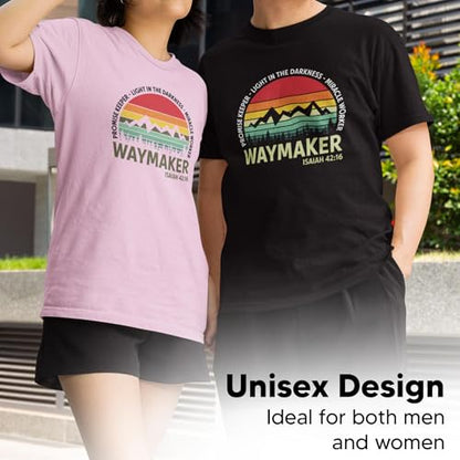 Waymaker Christian T-Shirt for Men, Women, Unisex - 100% Cotton Faith-Based Graphic Tee - Inspirational Religious Shirt - color: Black, size: X-Large