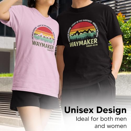 Waymaker Christian T-Shirt for Men, Women, Unisex - 100% Cotton Faith-Based Graphic Tee - Inspirational Religious Shirt - color: Black, size: Medium