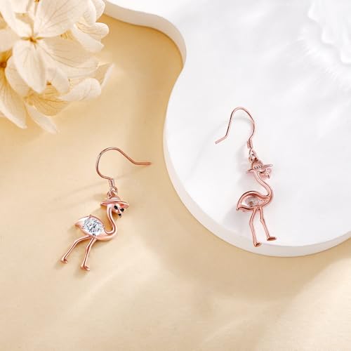 Crab/Mushroom/Lobster/Bat/Angler Fish/Tiger/Elephant/Jellyfish/Flamingo/Scorpion Earrings Dangling Sterling Silver Created Blue Opal Earrings Jewelry Gifts for Women Girls… - style: Flamingo
