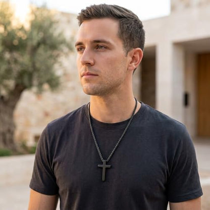 Stainless Steel Cross Necklace for Men, Philippians 4:13/Joshua 1:9/Isaiah 41:10 Scripture Pendant - Religious Baptism & Confirmation Gift for Husband,Teens 13+,Him - style: Child of God